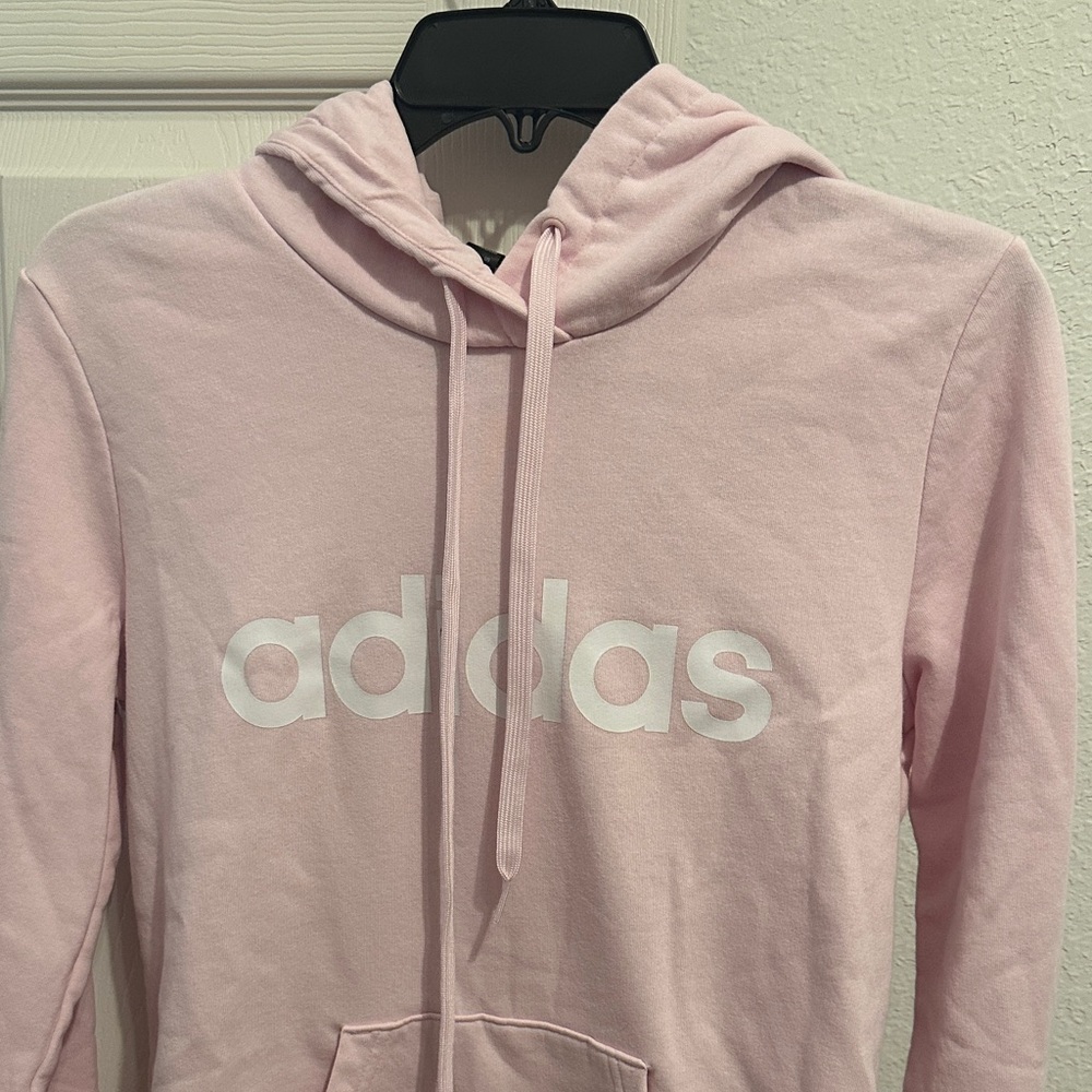 Adidas Soft Pink Hoodie with White Accents